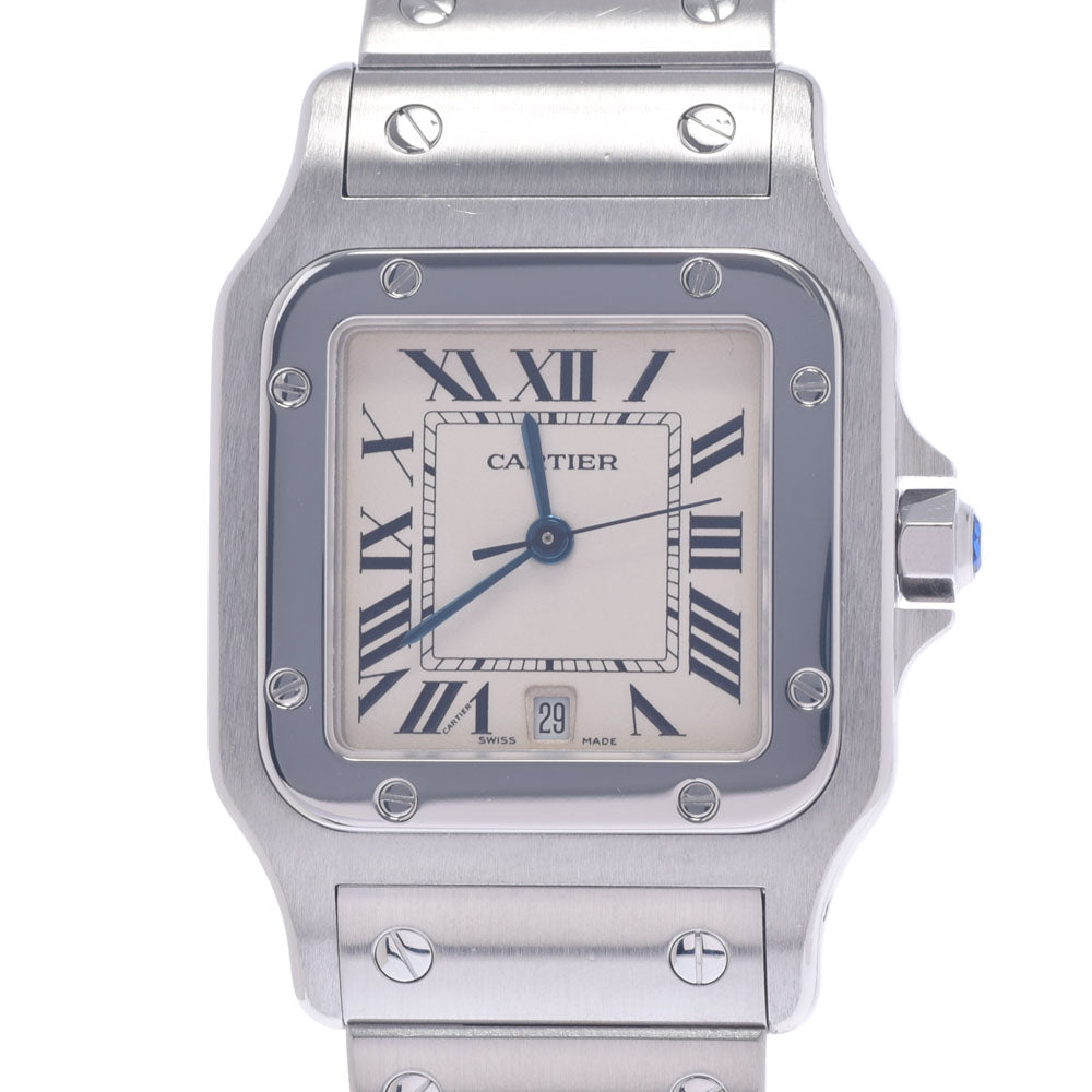 CARTIER カルティエ サントスガルベ LM W20060D6 ボーイズ SS 腕時計 クオーツ アイボリー系文字盤 Aランク 中古 