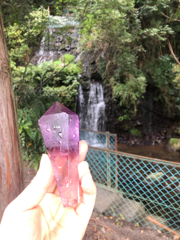 虹入り☆アメジストワンド☆瀧川神社にて浄化☆105mm