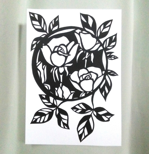 【切り絵】原画　A5サイズ　rose5