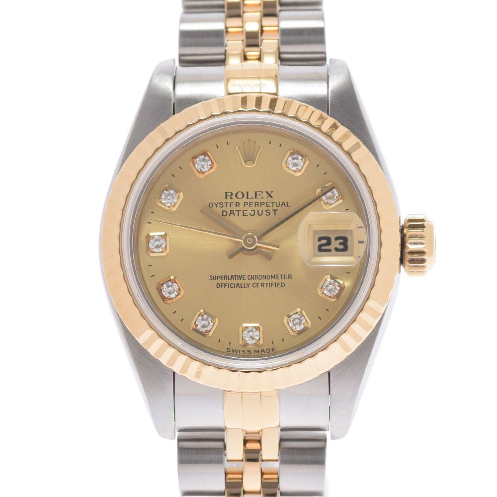 ROLEX ロレックス デイトジャスト 10Pダイヤ 69173G レディース YG/SS 腕時計 自動巻き シャンパン文字盤 Aランク 中古 