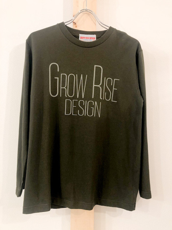 GROW RISE DESIGN　ロゴ　ロングスリーブTシャツ（カーキ）