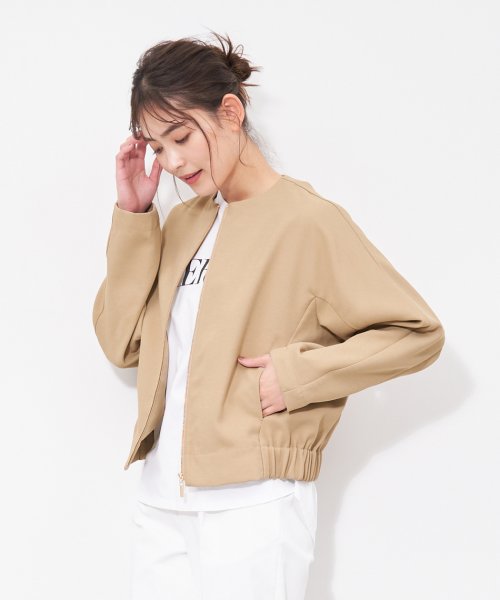 no collar zip blouson