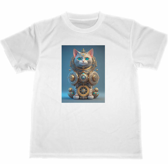 猫　ドライ　Tシャツ　ネコ　近未来　置物　2　イラスト　機械　グッズ