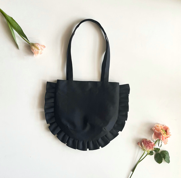 【受注生産】frill tote bag（Black）