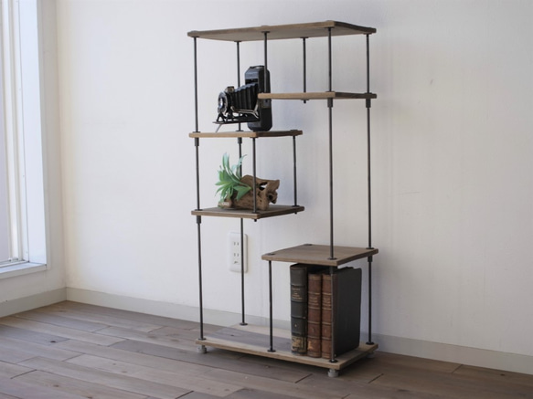 SALE【即納＆送料無料】wood iron shelf 880*450*225〈グレイッシュカラー〉