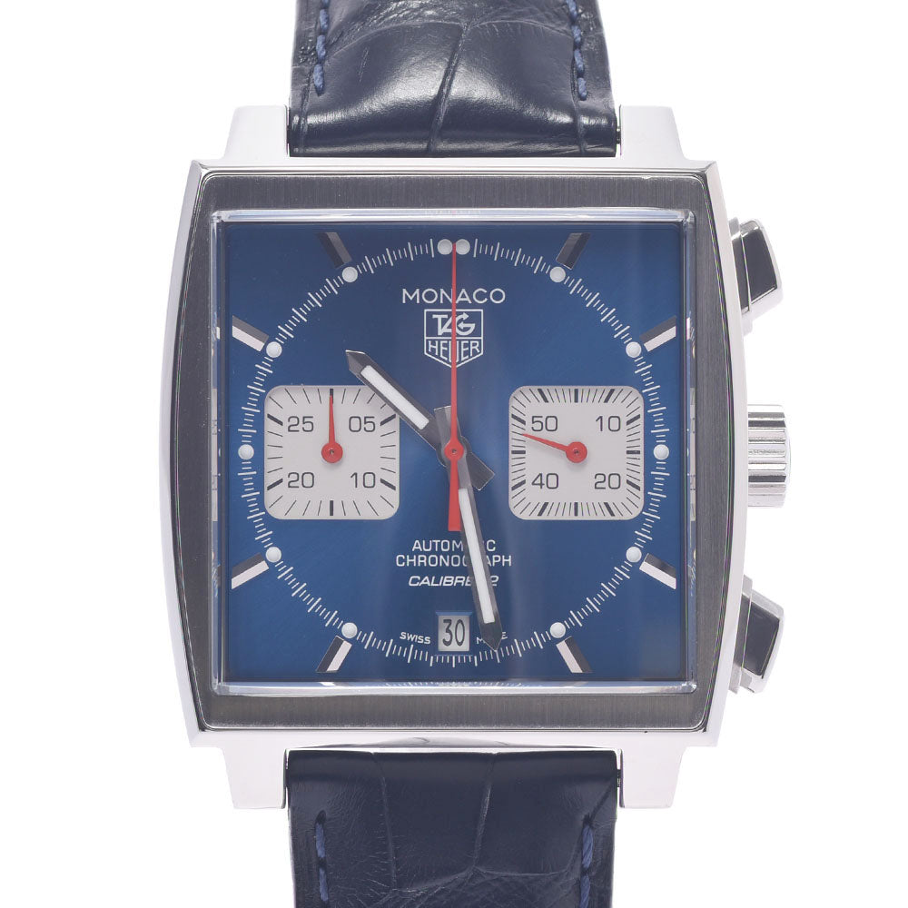 TAG HEUER タグホイヤー モナコ クロノグラフ CAW2111 メンズ SS/革 腕時計 自動巻き 青文字盤 Aランク 中古 