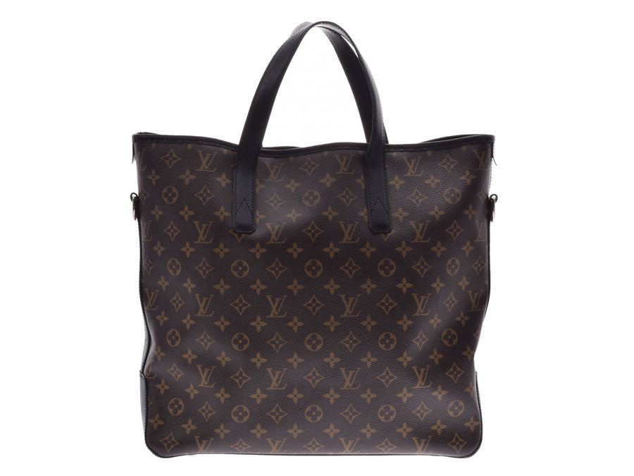 ルイヴィトン マカサー デイヴィス 黒/ブラウン M56708 メンズ 本革 2WAYトートバッグ Bランク LOUIS VUITTON ストラップ 中古 