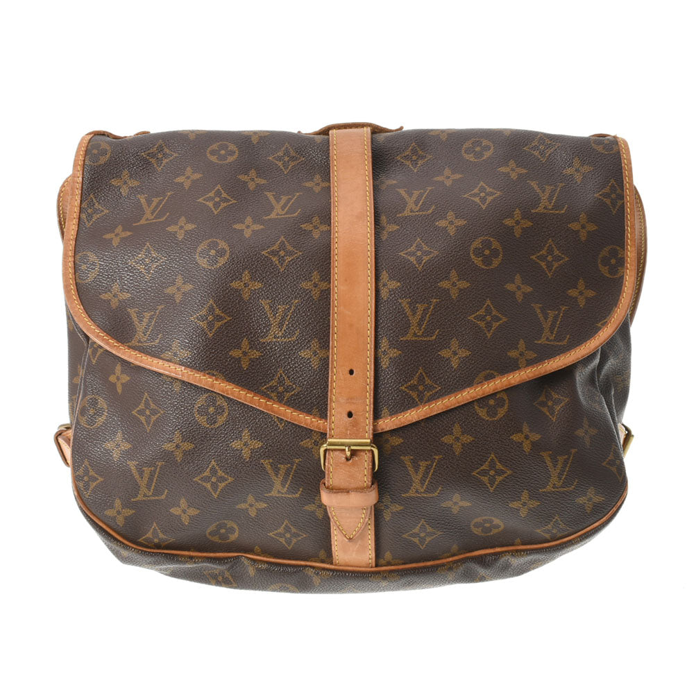 LOUIS VUITTON ルイヴィトン モノグラム ソミュール 35 ブラウン M42254 ユニセックス モノグラムキャンバス ショルダーバッグ Bランク 中古 