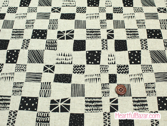 USAコットン(110×50) COTTON+STEEL BLACK and WHITE 綿麻