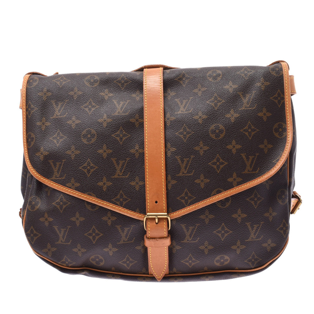 LOUIS VUITTON ルイヴィトン モノグラム ソミュール35 ブラウン M42254 ユニセックス モノグラムキャンバス ショルダーバッグ Bランク 中古 