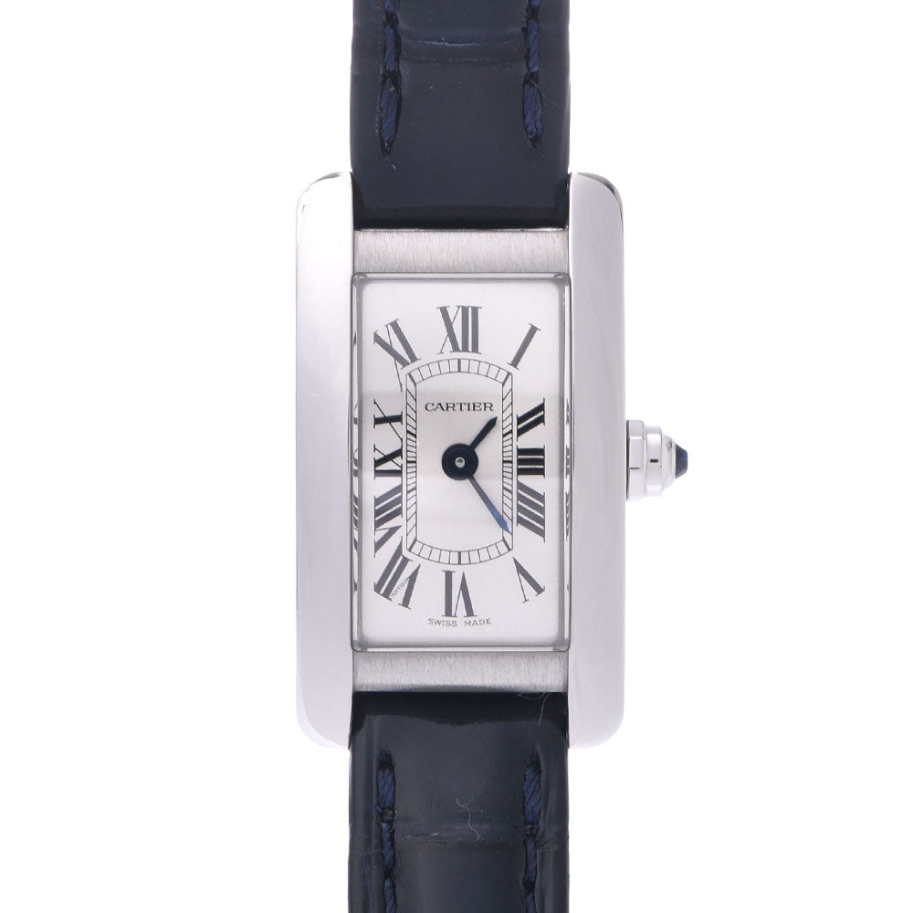 CARTIER カルティエ タンク アメリカン WSTA0032 レディース SS/革 腕時計 クオーツ シルバー文字盤 Aランク 中古 