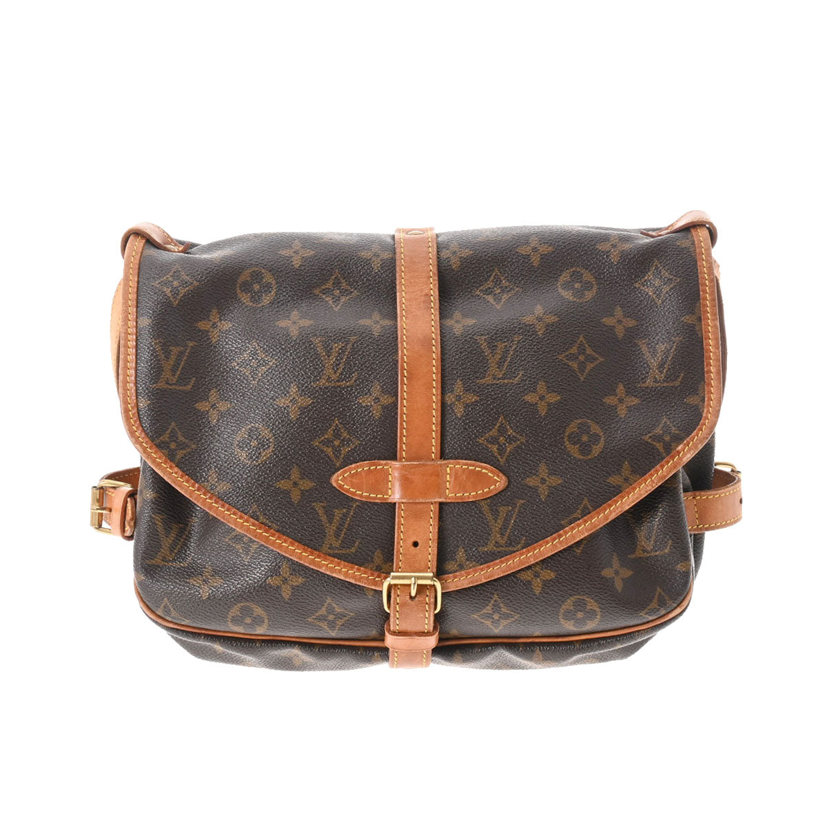 LOUIS VUITTON ルイヴィトン モノグラム ソミュール 30 ブラウン M42256 レディース モノグラムキャンバス ショルダーバッグ Cランク 中古 