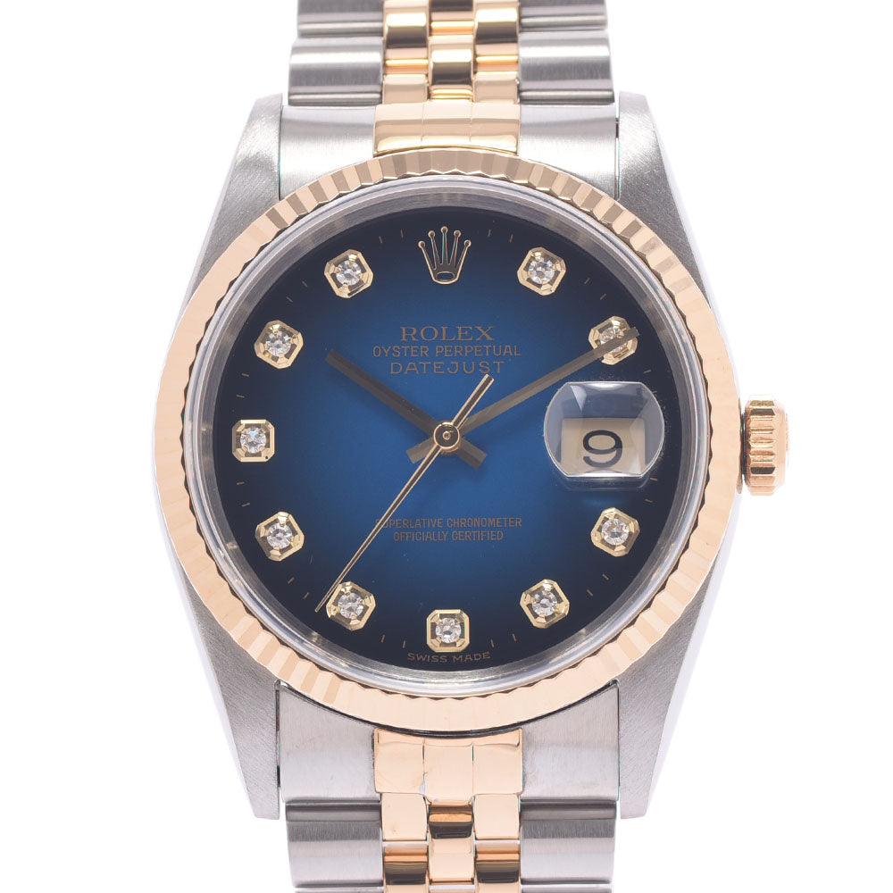 ROLEX ロレックス デイトジャスト 10Pダイヤ 16233G メンズ YG/SS 腕時計 自動巻き ブルーグラデーション文字盤 Aランク 中古 