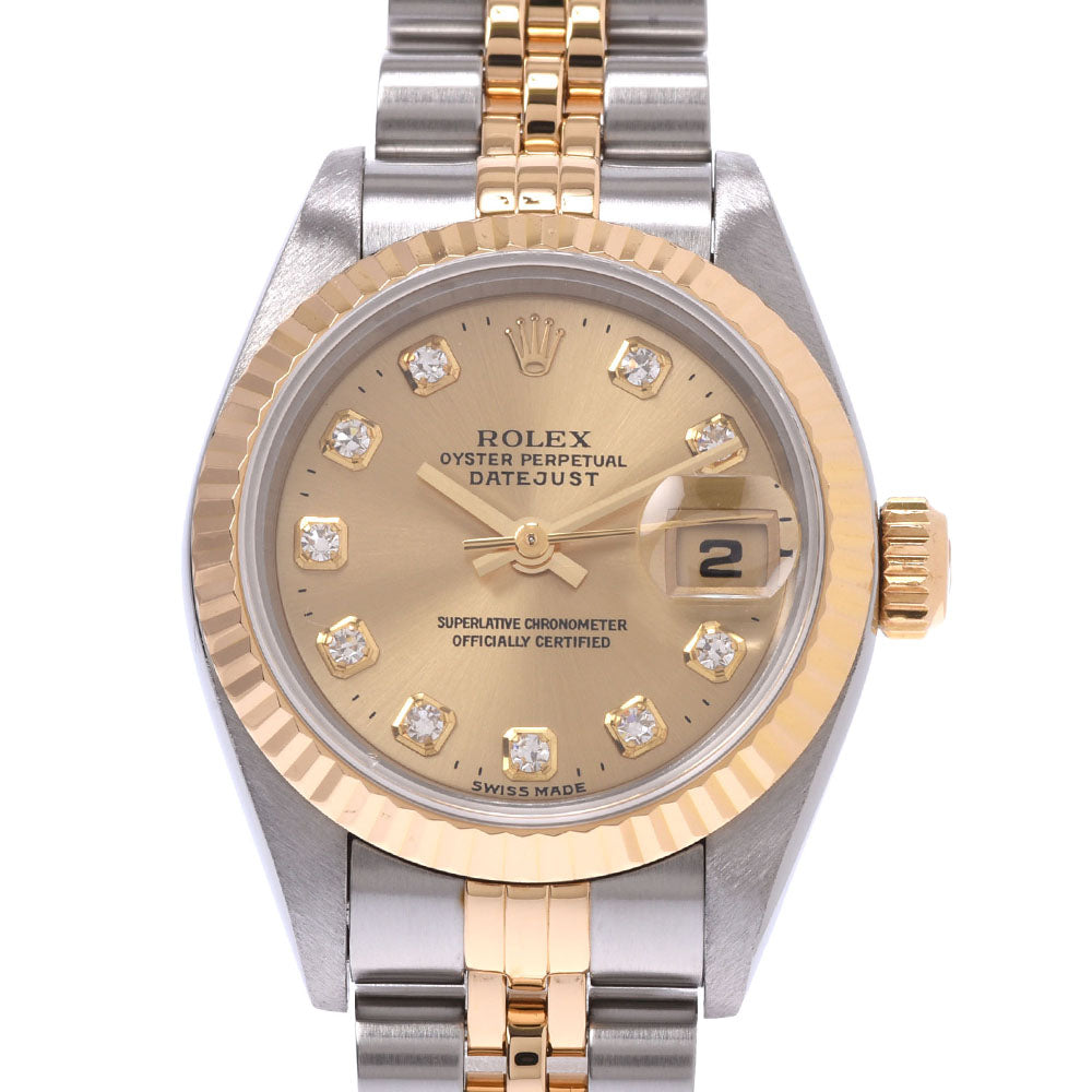 ROLEX ロレックス デイトジャスト 10Pダイヤ  69173G レディース YG/SS 腕時計 自動巻き シャンパン文字盤 Aランク 中古 