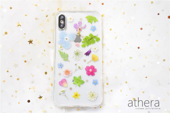 ＊本物のお花＊ 植物図鑑 押し花スマホケース iPhone15 14 13  AQUOS Xperia Galaxy