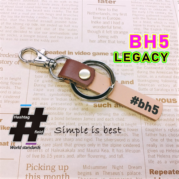 #BH5 本革ハンドメイドハッシュタグキーホルダー regacy レガシィ スバル