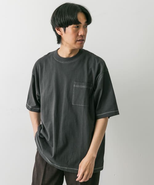 『永山瑛太さん着用』配色ステッチクルーネックポケットTシャツ