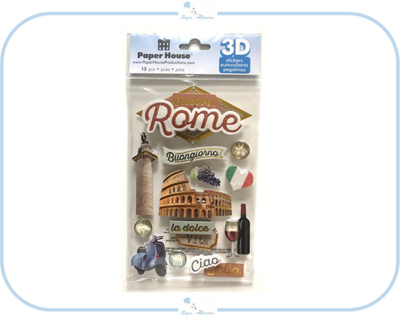 EJ68 paper House 3Dシール ローマ Rome デザイン 立体 ステッカー アルバム 海外