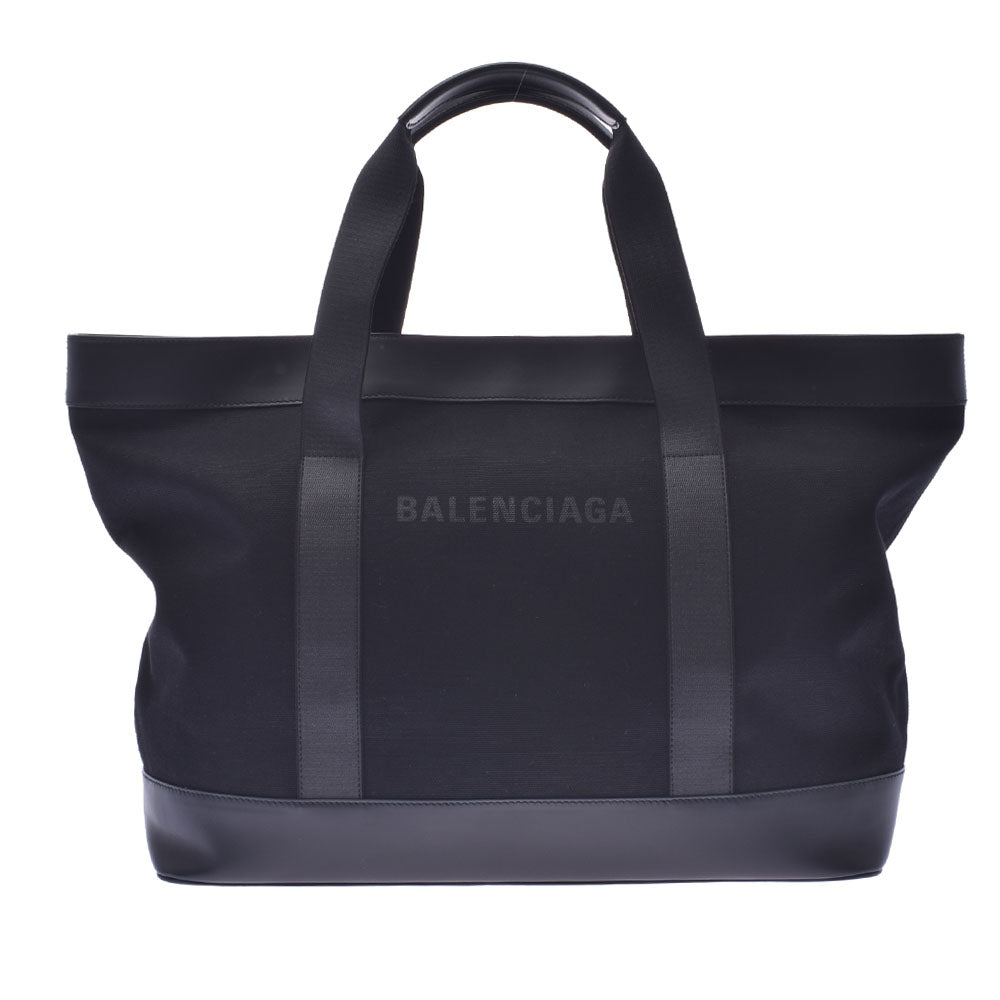 BALENCIAGA バレンシアガ ネイビーカバ 黒 ユニセックス キャンバス/カーフ ハンドバッグ Aランク 中古 