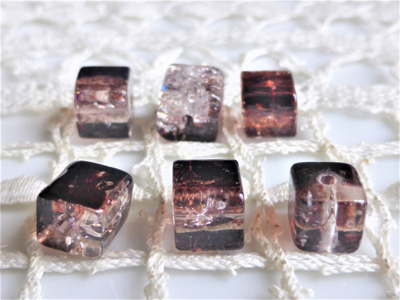 歪みこげ茶色　チェコビーズCzech Glass Beads６個