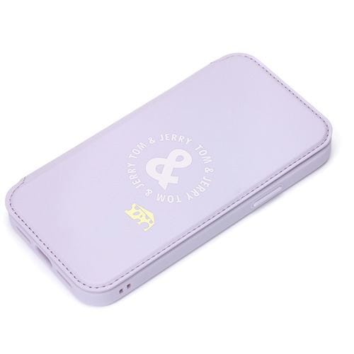 PGA PG-WGF21N01TAJ iPhone 13 Pro用 ガラスフリップケース Premium Style トムとジェリー／パープル