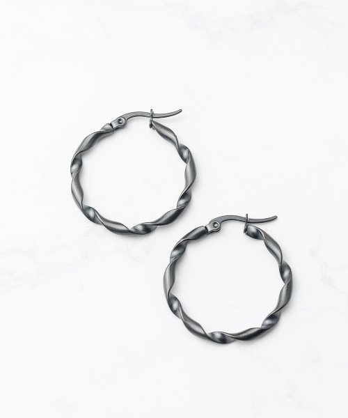 【76】【SV06033】Stainless Twist Ring Pierce 30mm－ツイストリング ピアス