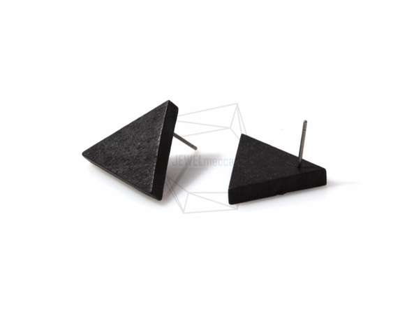 ERG-369-G【2個入り】トライアングルピアス,Wooden Stud Earrings/Titanium post