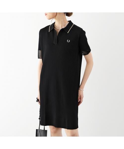 FRED PERRY ワンピース SHEER TRIM KNITTED SHIRT DRESS D7171