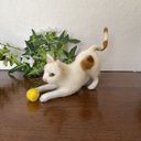 伸びをする猫 羊毛フェルト