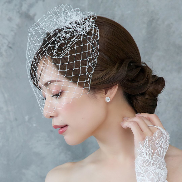 バードケージベール VBC-01|花嫁 結婚式 ウエディング 網 チュール ヘアアクセ シンプル ウェディング 日本製