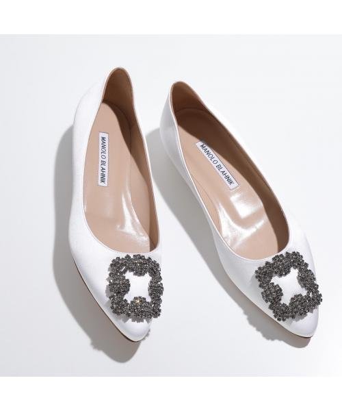 MANOLO BLAHNIK パンプス HANGISIFLAT FMC SATIN 9XX 0348