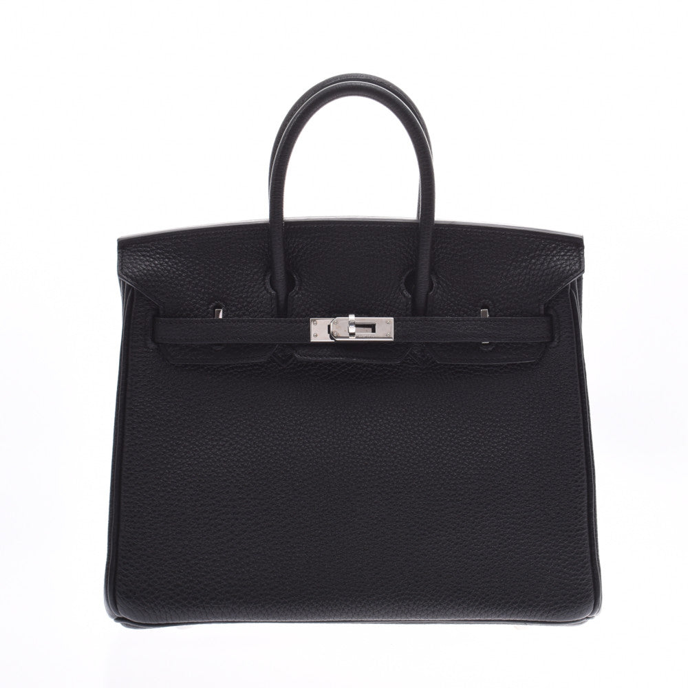 HERMES エルメス バーキン 25 黒 シルバー金具 □O刻印(2011年頃) レディース トゴ ハンドバッグ Aランク 中古 