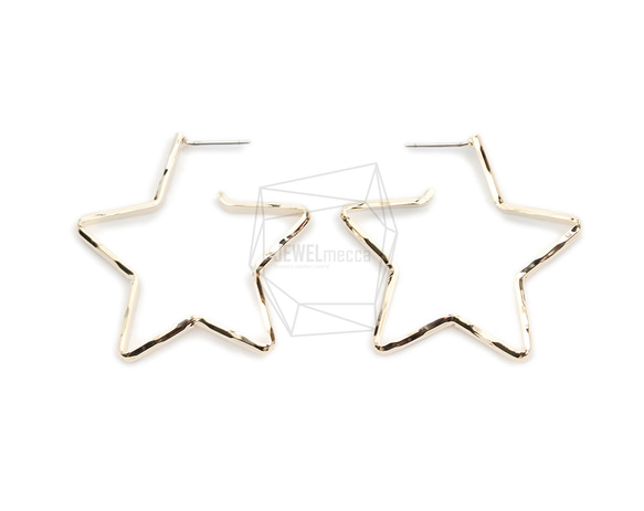 ERG-2080-G【2個入り】スターピアス,Star Earring Post/37mm x 37mm