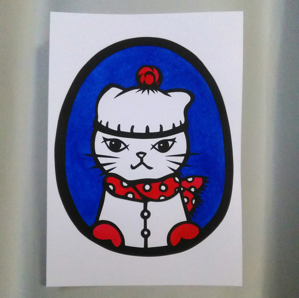 【切り絵】原画　A5サイズ　cat18