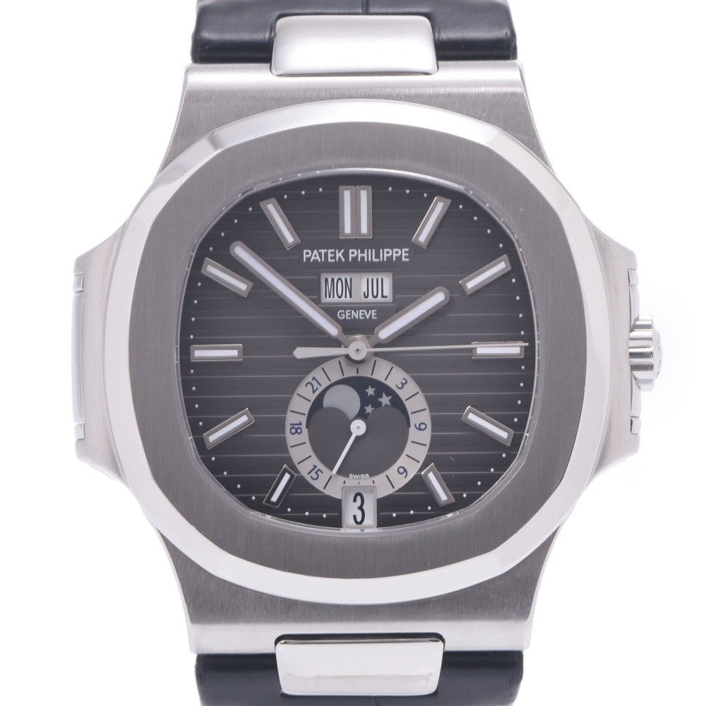 【現金特価】PATEK PHILIPPE パテックフィリップ ノーチラス 新品ベルト 5726A-001 メンズ SS/革 腕時計 自動巻き 黒文字盤 Aランク 中古 