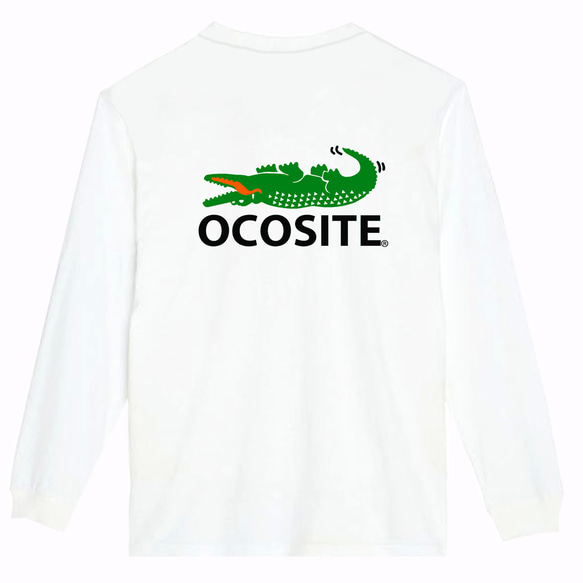 ［OCOSITE］5.6ozバックプリント オコシテロングTシャツ 面白い おもしろプレゼント ロンT パロディ