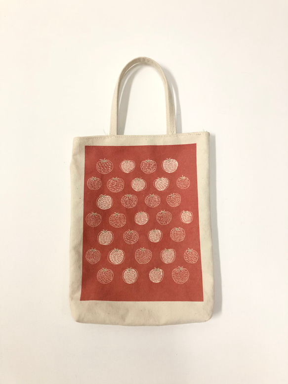 vegetable mini bag TOMATO　/帆布/ミニバッグ/トマト柄