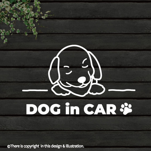 DOG IN CAR/ラブラドール【カッティングステッカー】手書きわんこ