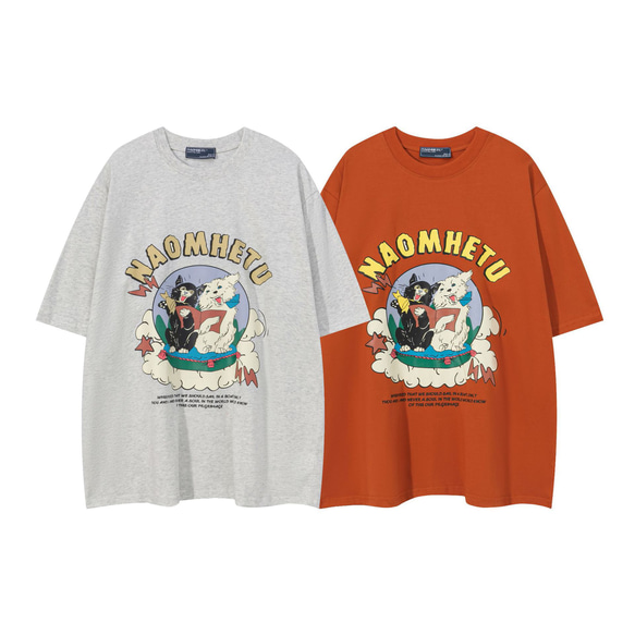 ヴィンテージアニメのアルファベット半袖Tシャツゆったりとした半そで夏の新型 4516c