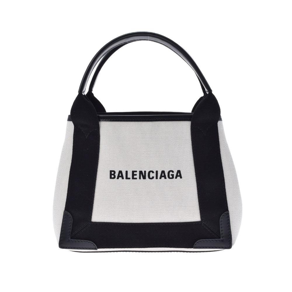 BALENCIAGA バレンシアガ ネイビーカバス XS  白/黒 390346 ユニセックス キャンバス ハンドバッグ 未使用 