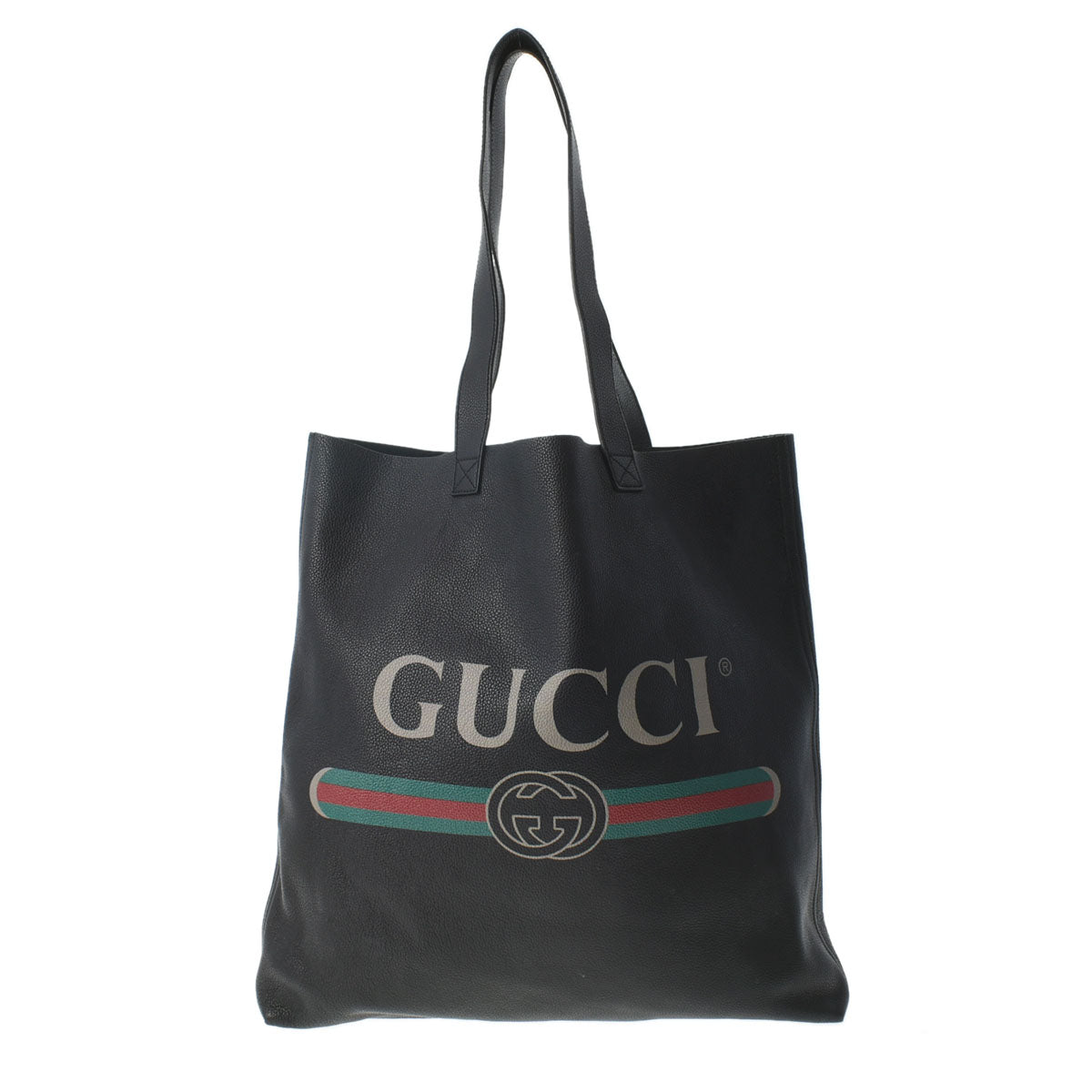 GUCCI グッチ ロゴプリント 黒 572768 ユニセックス レザー トートバッグ ABランク 中古 