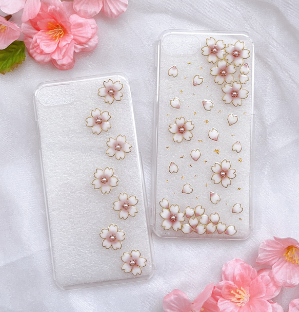 舞い散る桜のphoneケース_02(スマホケース・iphoneケース) 花柄 さくら クリアケース 春