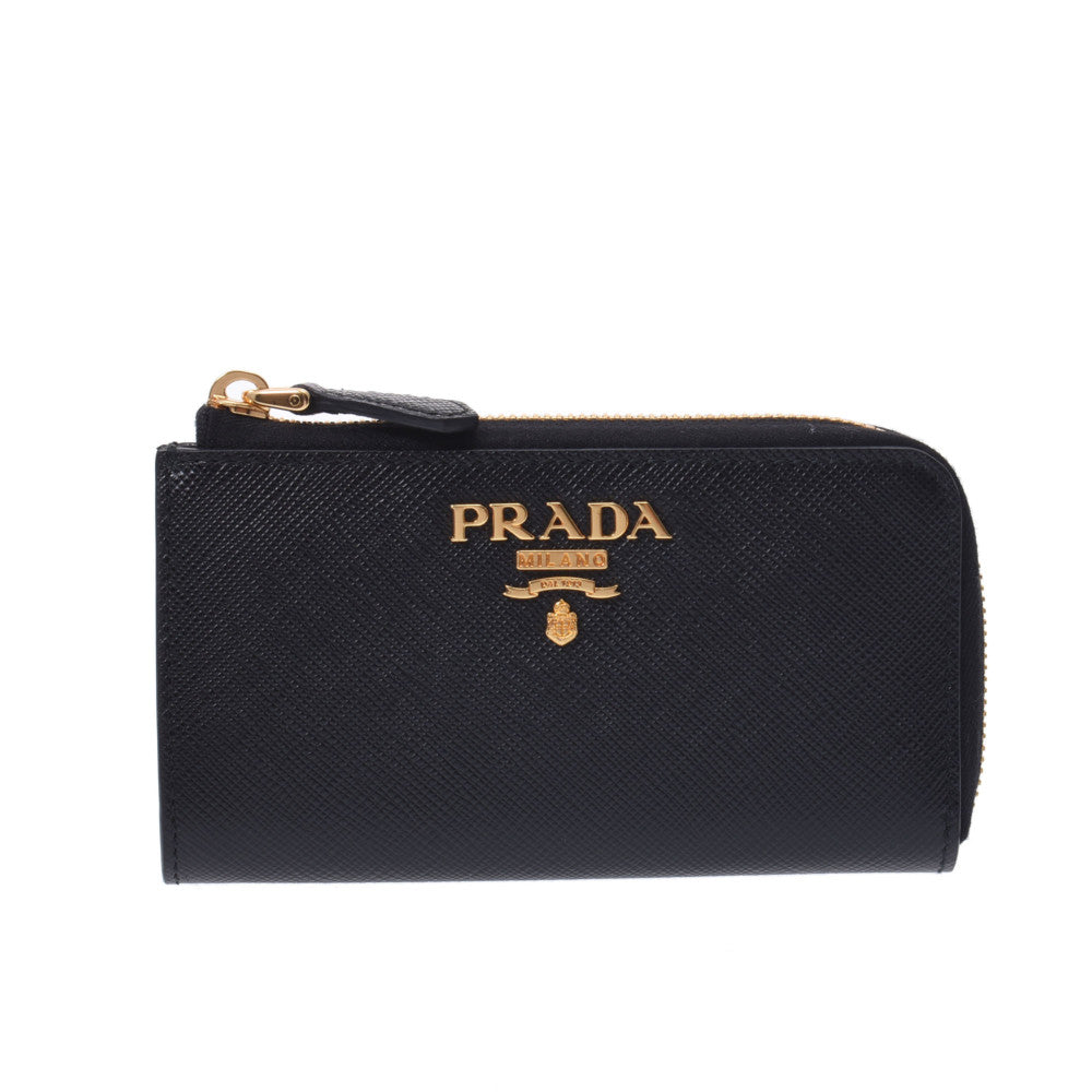 PRADA プラダ キーリング付きコインケース 黒 ゴールド金具 1PP026 ユニセックス レザー コインケース 未使用 