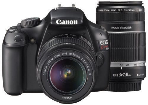 Canon デジタル一眼レフカメラ EOS Kiss X50 ダブルズームキット EF-S18-55ｍｍ/EF-S55-250ｍｍ付属 ブラック【中古品】