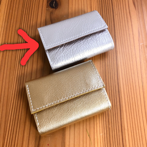 本革 mini wallet silver コンパクト財布