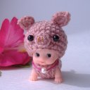 豚に真珠♡ハイハイ　キューピー　子豚　あみぐるみ pig　Kewpie　doll