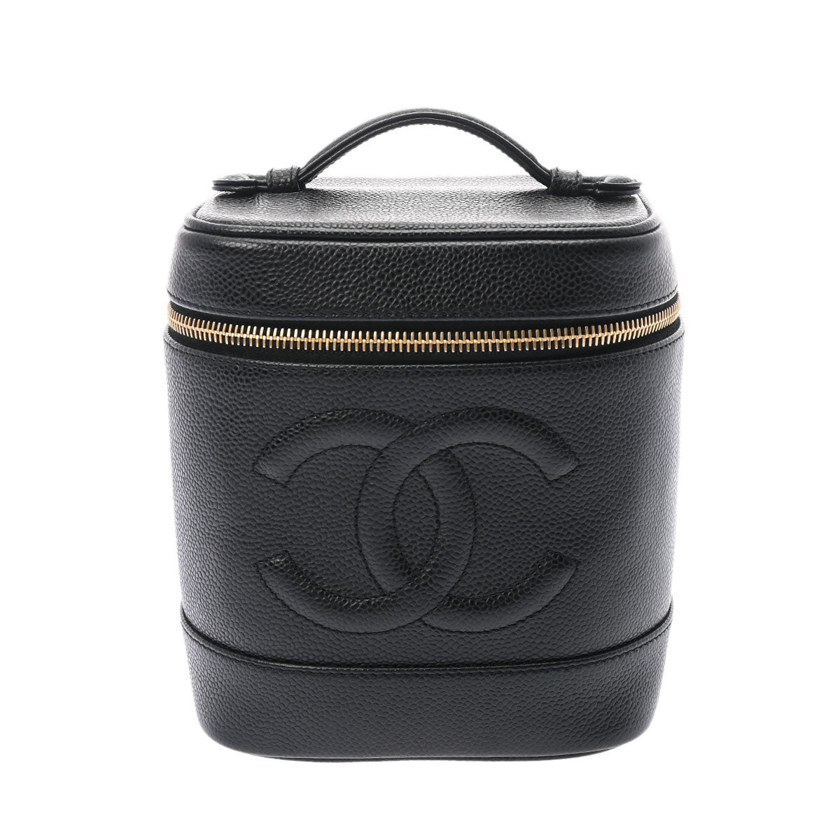 CHANEL シャネル 縦型バニティ 黒 ゴールド金具 レディース キャビアスキン ハンドバッグ Aランク 中古 