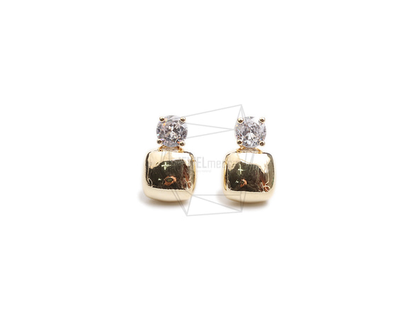 ERG-2333-G【2個入り】スクエアキュービックピアス,Square Cubic Post Earring