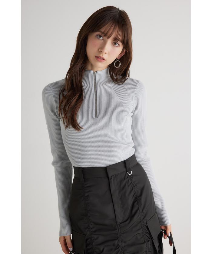 リエンダ/ウォッシャブルハーフZIP 2way Knit TOP