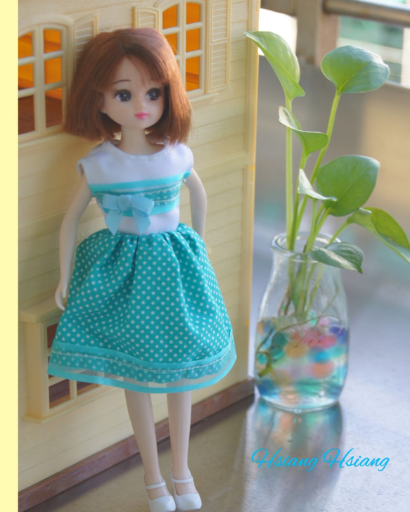 **Hsiang Hsiang**  licca-chan dress  ♡リカちゃん服   水玉ワンピース